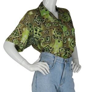 50s Vintage Rivera Hawaiian Aloha Tiki Tribal Tropical Rayon Rockabilly Shirt